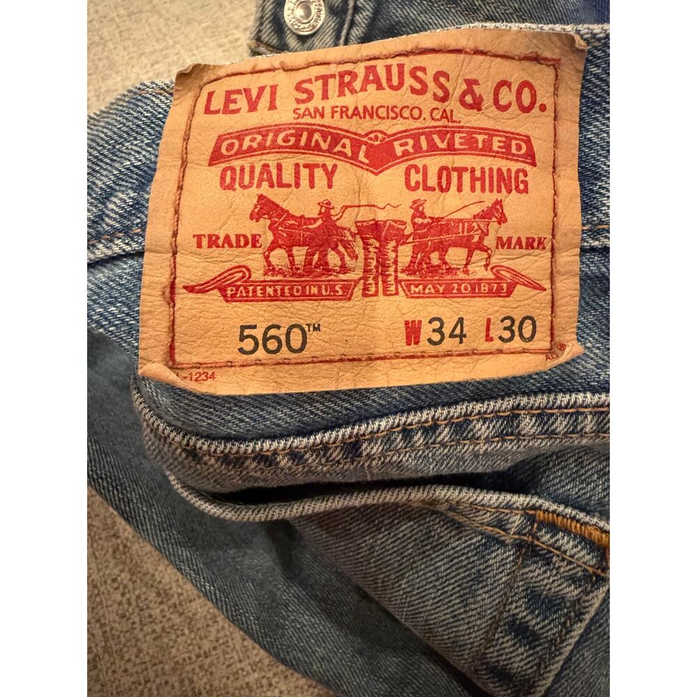 Levi's 560 jeans Mens Blue Comfort Fit Relaxed Tapered Light Denim Y2K 34x30 - Picture 12 of 12